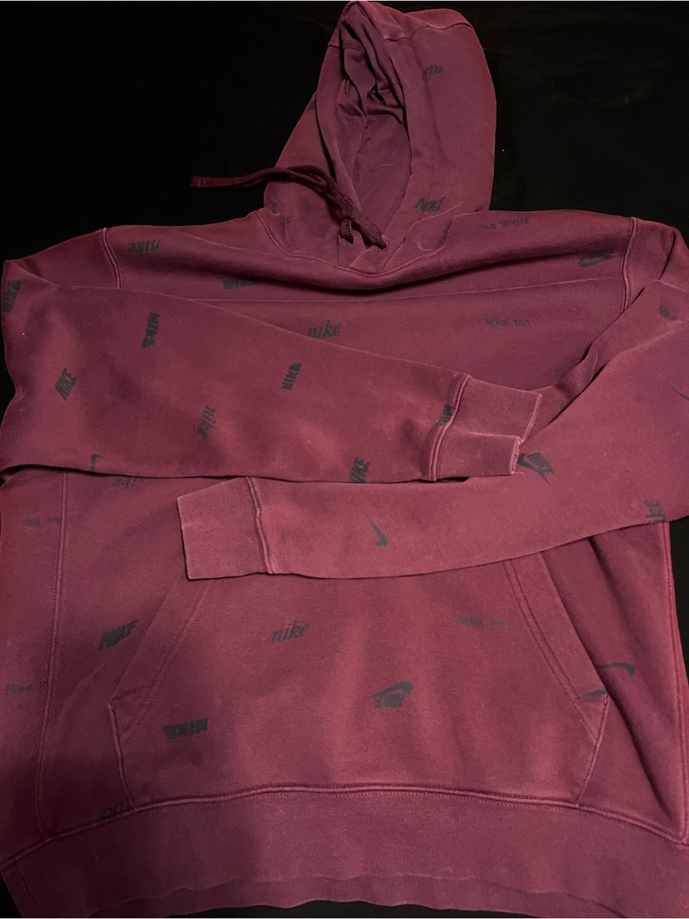 Nike Men's Maroon All-Over Logo Pullover Hoodie - Picture 1 of 4